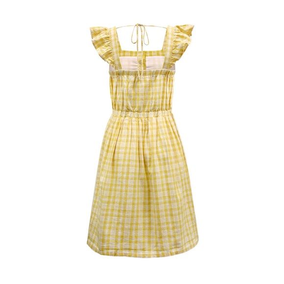 NWT Hope & Henry | Flutter Sleeve Sun Dress Yellow Plaid - Picture 5 of 6